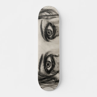 Skateboard Femme en Plein - Dessin au crayon