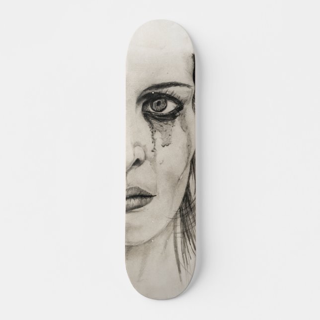 Skateboard Femme en Plein - Dessin au crayon (Devant)