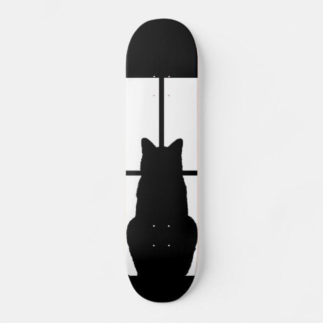 Skateboard Fenêtre Chat noir Cliquez pour Customiser une déco (Recto)