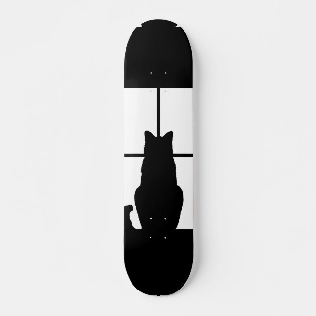 Skateboard Fenêtre Chat noir Cliquez pour Customiser une déco (Devant)