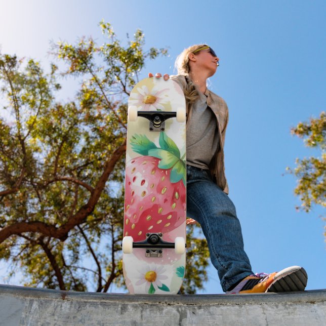 Skateboard Fête d'anniversaire aux fraises mignonnes (Extérieur 1)