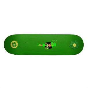 Skateboard Fête de la St Patrick Brunette Girl Leprechaun