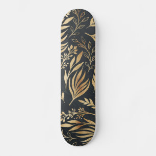 Skateboard Feuillage d'or classique Design botanique gris