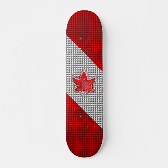 Skateboard Feuille d'érable rouge canadienne en fibre de carb (Devant)