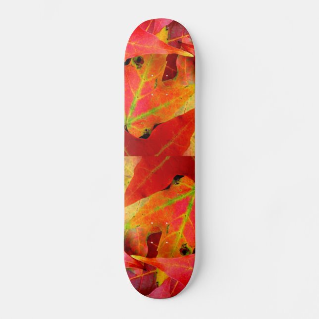 Skateboard Feuilles d'automne colorées Gros plan (Recto)