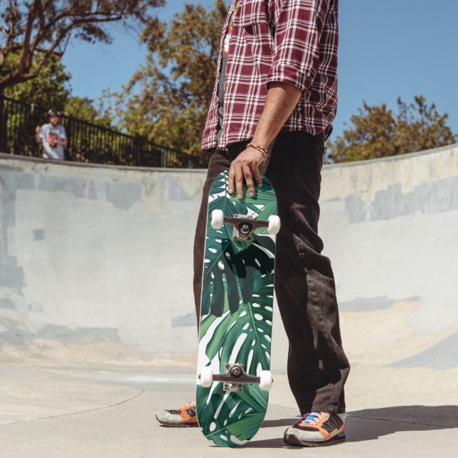 Skateboard Feuilles de jungle tropicale Monstera 1 (Extérieur 2)