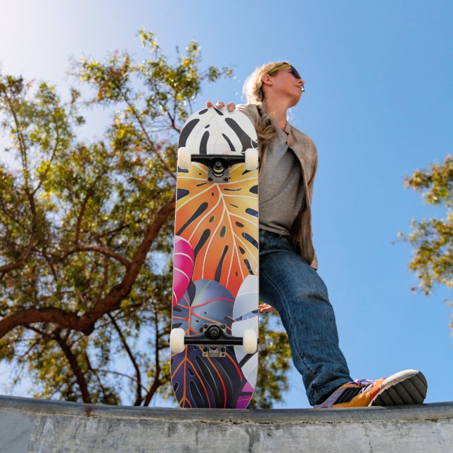 Skateboard Feuilles de la Monstera d'été tropicale (Extérieur 1)
