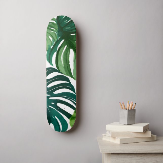Skateboard Feuilles de Monstera Aquarelle (Art mural)