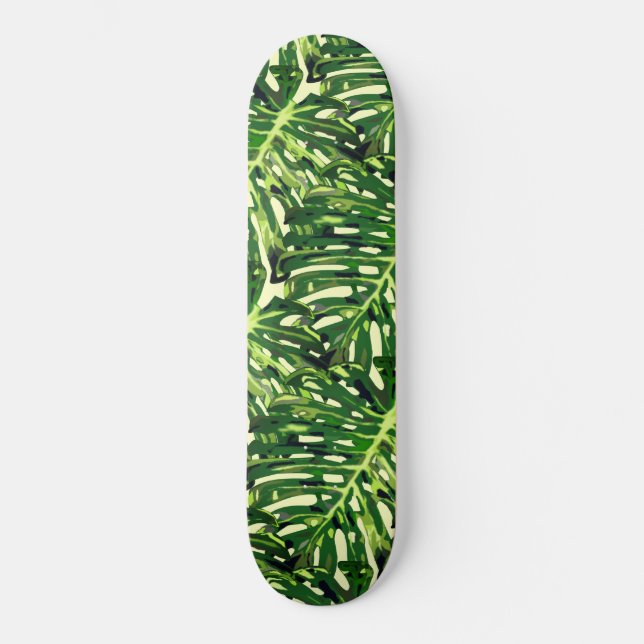 Skateboard Feuilles de Monstera Tropical - Green Travel (Recto)