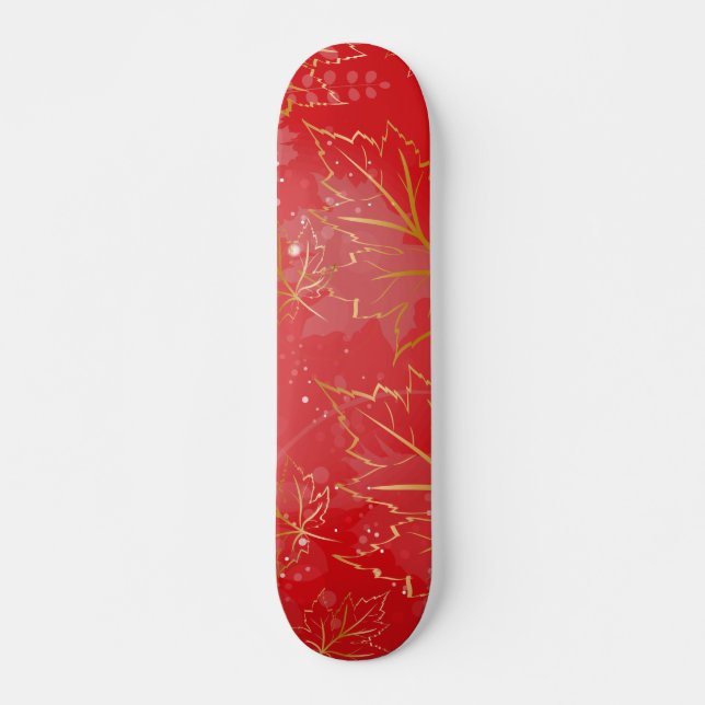 Skateboard Feuilles Dorées 6 (Devant)
