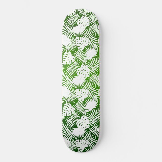 SKATEBOARD FEUILLES MOTIF SANS COUTURE VERT BLANC  (Recto)