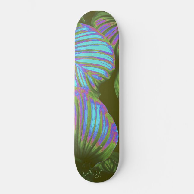Skateboard Feuilles tropicaux arc-en-ciel (Recto)