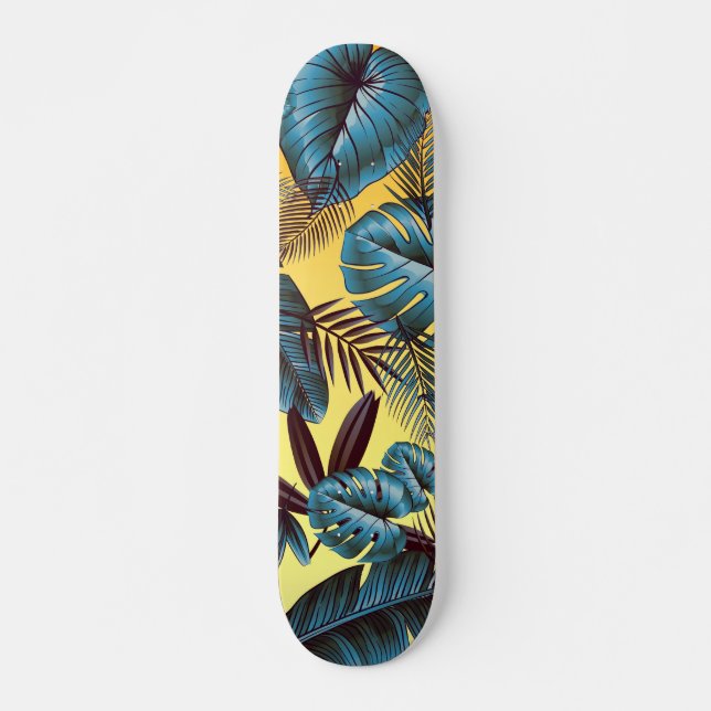 Skateboard Feuilles tropicaux colorés (Devant)