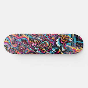 Skateboard Fierce Neon Tiger Patinage Cosmique Skate Deck