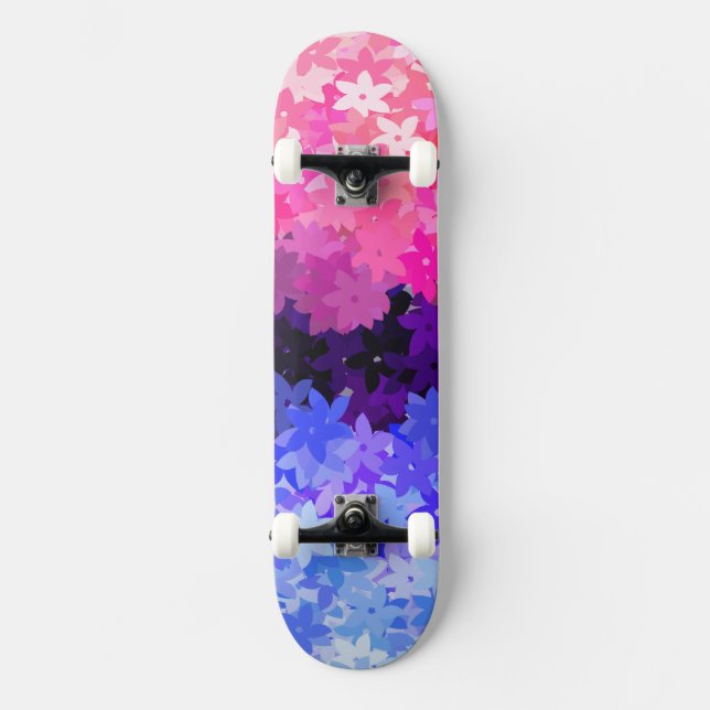 Skateboard Fière Omnisexualité Groovy Boho Excentrique Floral (Recto)