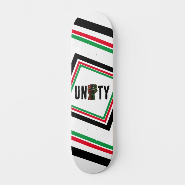 Skateboard fierté noire drapeau rouge vert poing panafricain  (Recto)