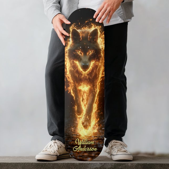 Skateboard Fiery Glowing Wolf (Fiery Glowing Wolf Skateboard)