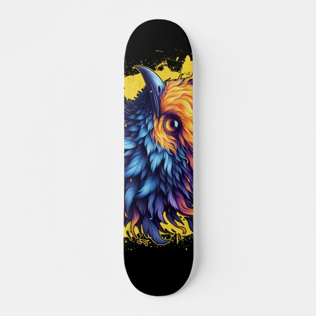 Skateboard Fiery Phoenix Bird Art (Devant)