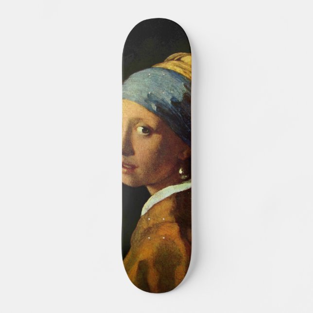 Skateboard Fille avec la boucle d'oreille de perle (Recto)