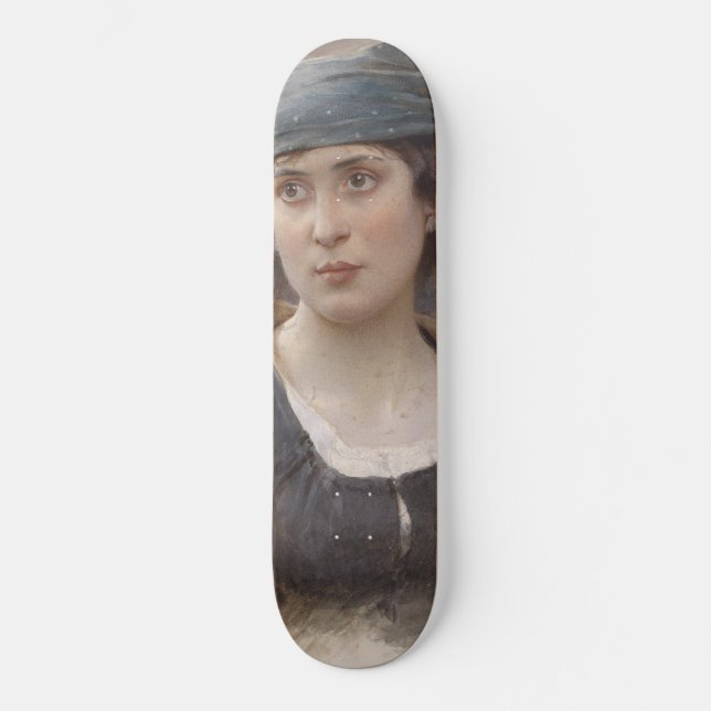 Skateboard Fille avec un foulard vert (par Ludwig Passini) (Recto)