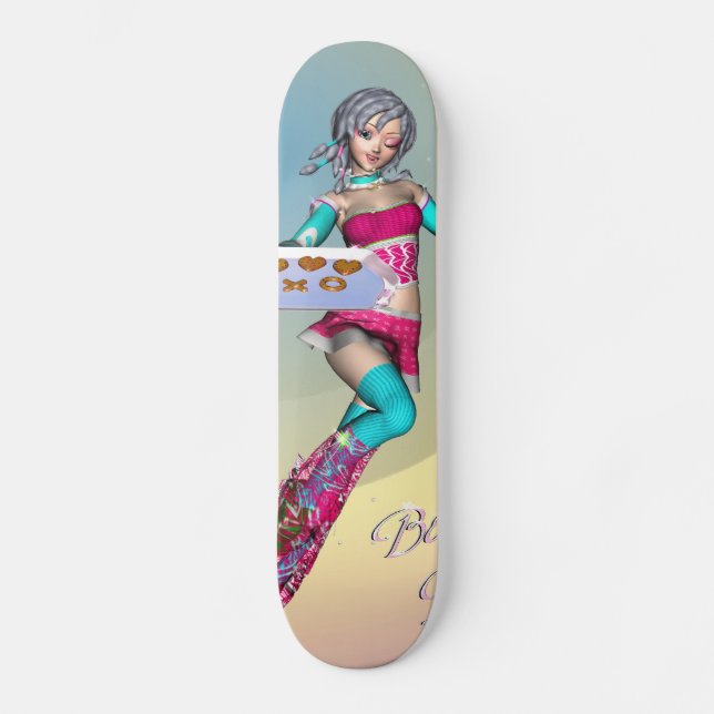 Skateboard Fille d'Anime avec la planche à roulettes de (Recto)