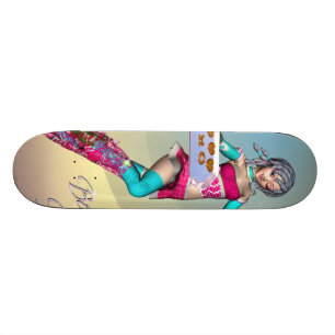 Skateboard Fille d'Anime avec la planche à roulettes de