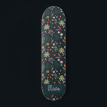 Skateboard Fille et Cool Moderne Marine Bleu Fleurs Botanique<br><div class="desc">Ce design moderne et cool de skateboard pour enfants dispose d'un motif de fleurs de jardin,  avec un imprimé botanique et fleuri unique sur un arrière - plan bleu marine,  et peut être personnalisé avec votre nom de filles. Le cadeau floral girly parfait pour tous les amateurs de skateboard.</div>