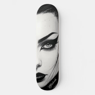 Skateboard Fille gothique dessin à l'encre gras