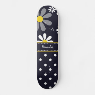 Skateboard Fille Mod Daisées et Pois avec le nom