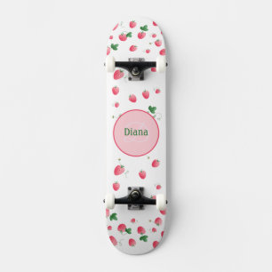 Skateboard Fille Monogramme jolies fraises avec nom