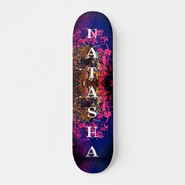 Skateboard Fille Noir et rose art abstrait sur (Devant)