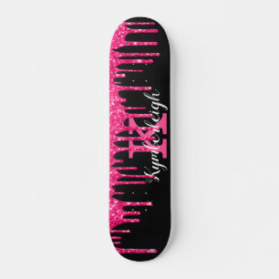 Skateboard Fille Noir Hot Rose Parties scintillant Drivers No