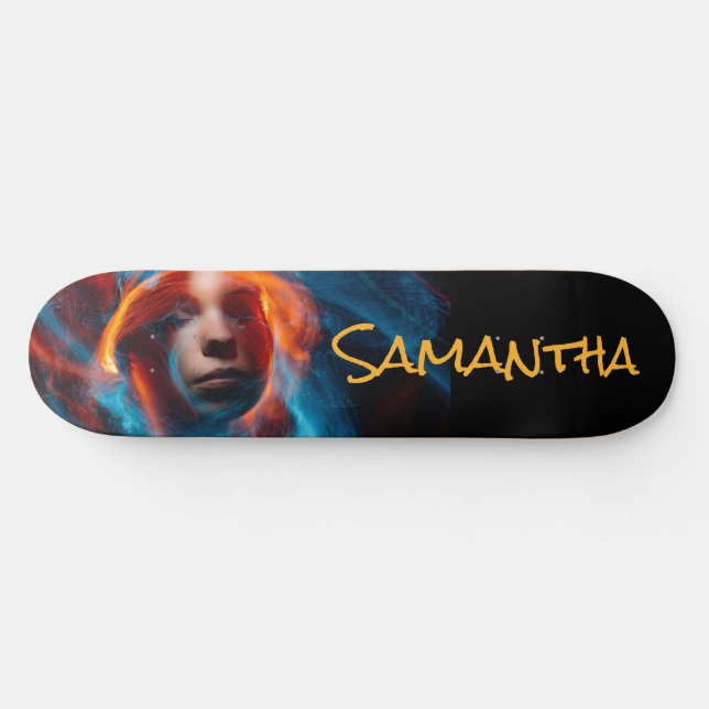 Skateboard Fille personnalisée en bleu électrique (Horz)