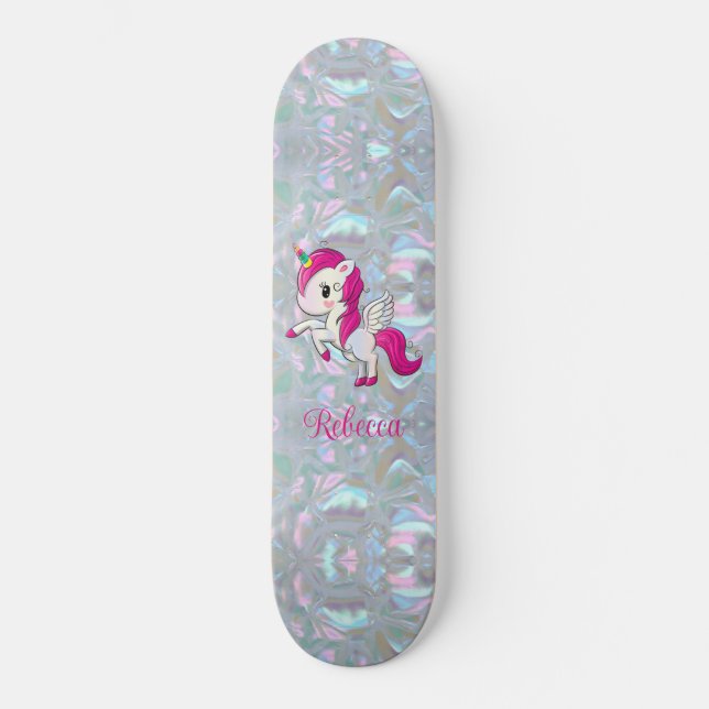 Skateboard Fille personnalisée Sparkly Faux Mère de Pearl Uni (Recto)
