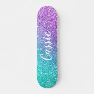Skateboard Fille sirène violet parties scintillant chic turqu