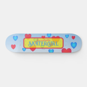 Skateboard Fille skater Y2K avec cœurs lumineux