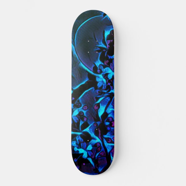 Skateboard Filles Asiatiques Inspiré Bleu Noir Cerisier Bloss (Recto)