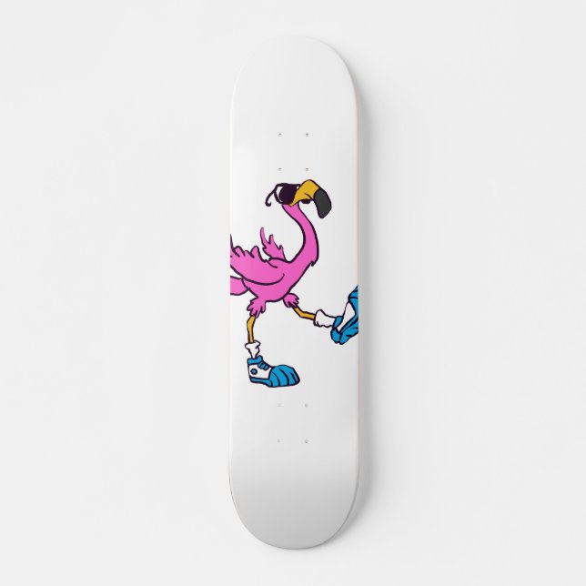 Skateboard Flamant rose drôle avec lunettes de soleil | chois (Devant)