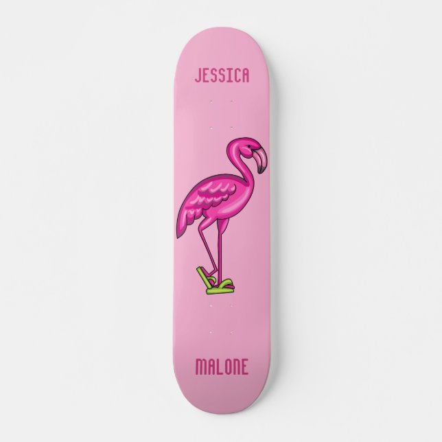 Skateboard Flamant rose personnalisé (Devant)