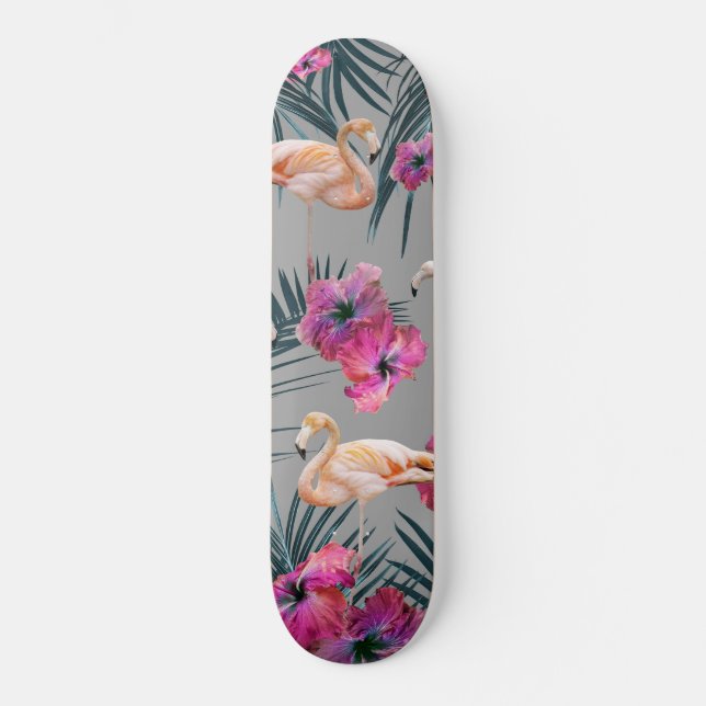 Skateboard Flamingo Hibiscus Jungle Siesta #1 #tropical (Recto)