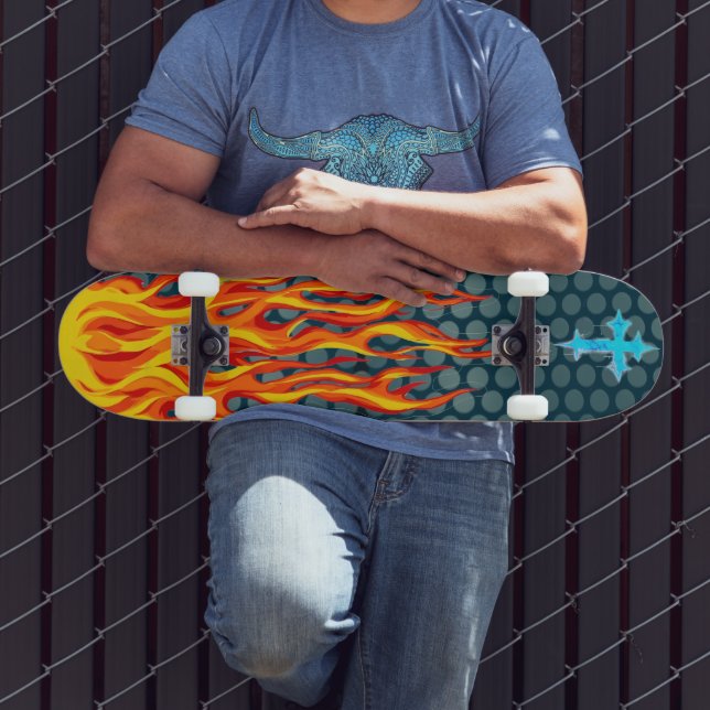 Skateboard Flammes croisées (Extérieur 3)