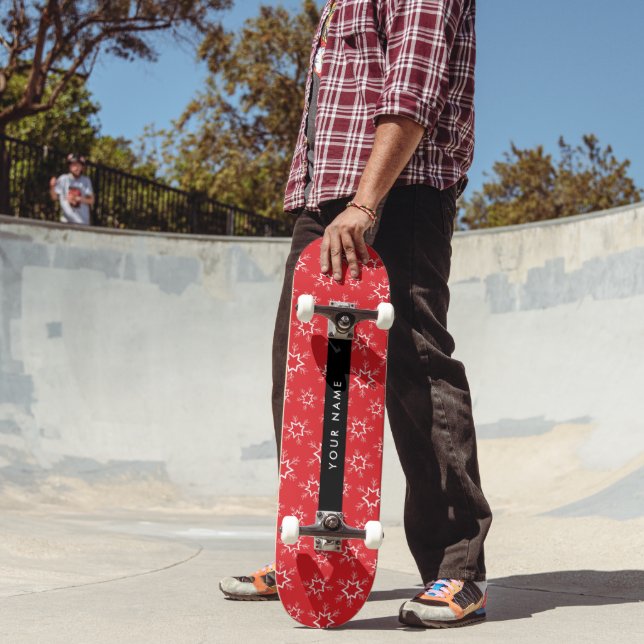 Skateboard Flammes de neige rouges et blanches, Votre nom, Pe (Extérieur 2)