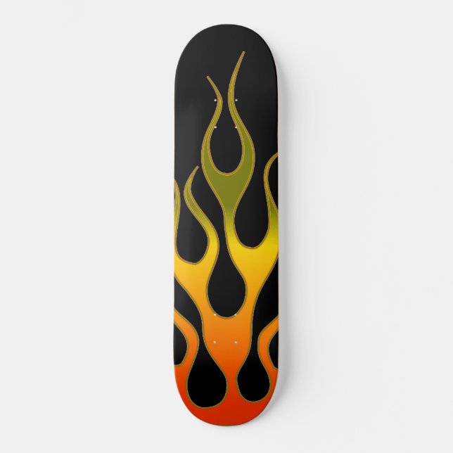 Skateboard Flammes rouge jaune Cool sur le noir (Recto)