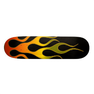 Skateboard Flammes rouge jaune Cool sur le noir