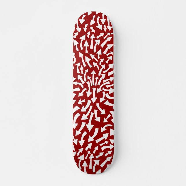 Skateboard Flèches - Blanc sur bordeaux (Devant)