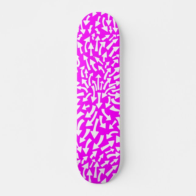Skateboard Flèches - Blanc sur Magenta (les années 70 Flashba (Devant)
