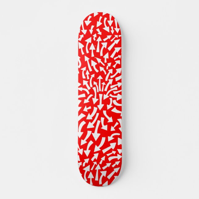 Skateboard Flèches - Blanc sur rouge (Flashback les années 70 (Devant)