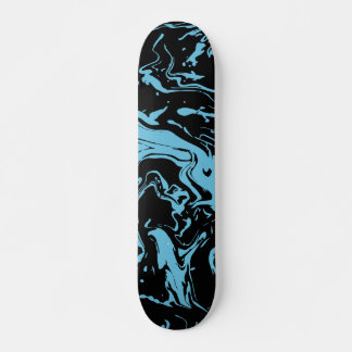Skateboard Flèches bleues et noires Peinture liquide abstrait