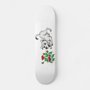 Skateboard Fleur avec coeur, chiot et papillon
