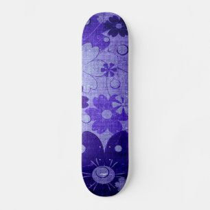 Skateboard Fleur bleu violet tendance Vintage